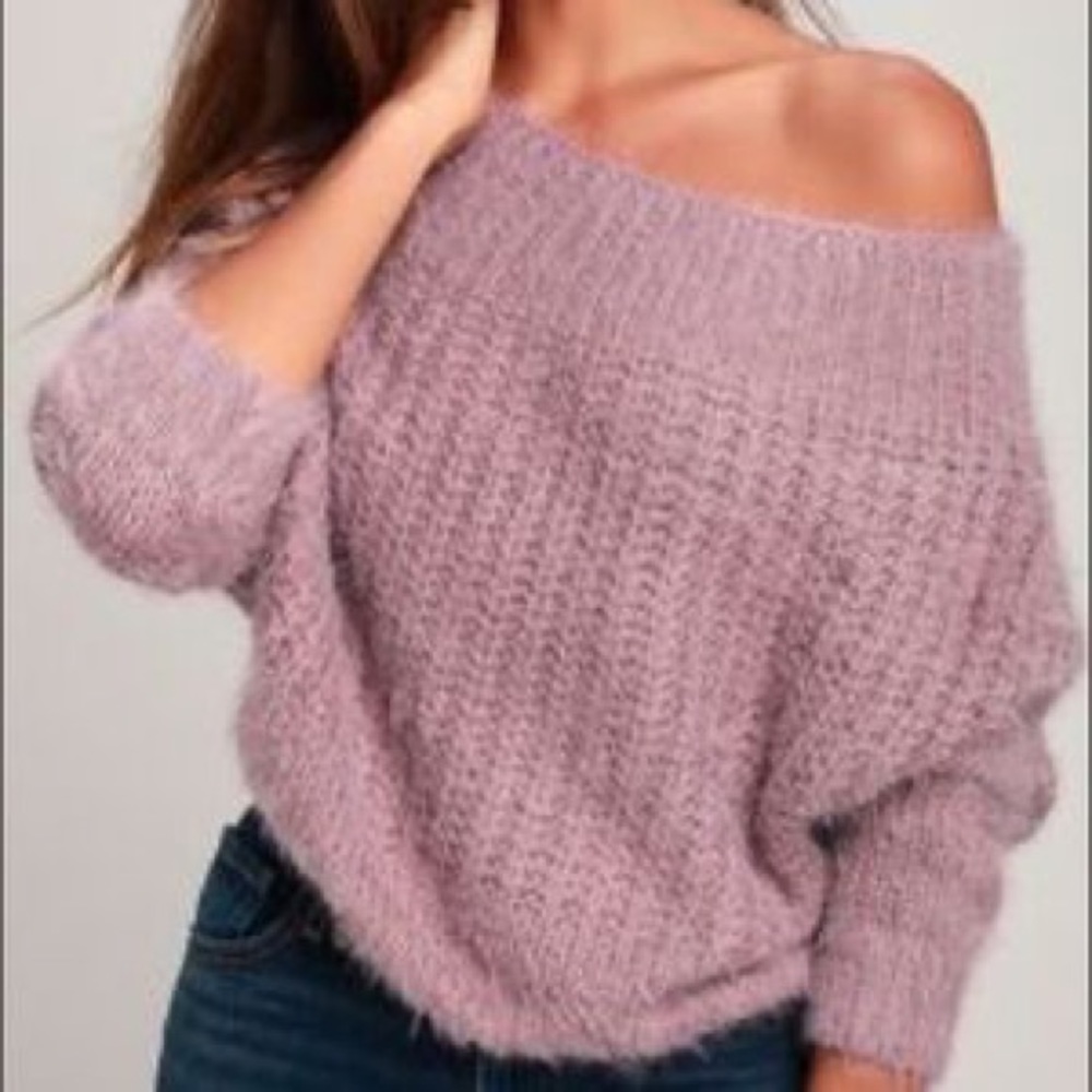 Off Shoulder Fuzzy Sweater